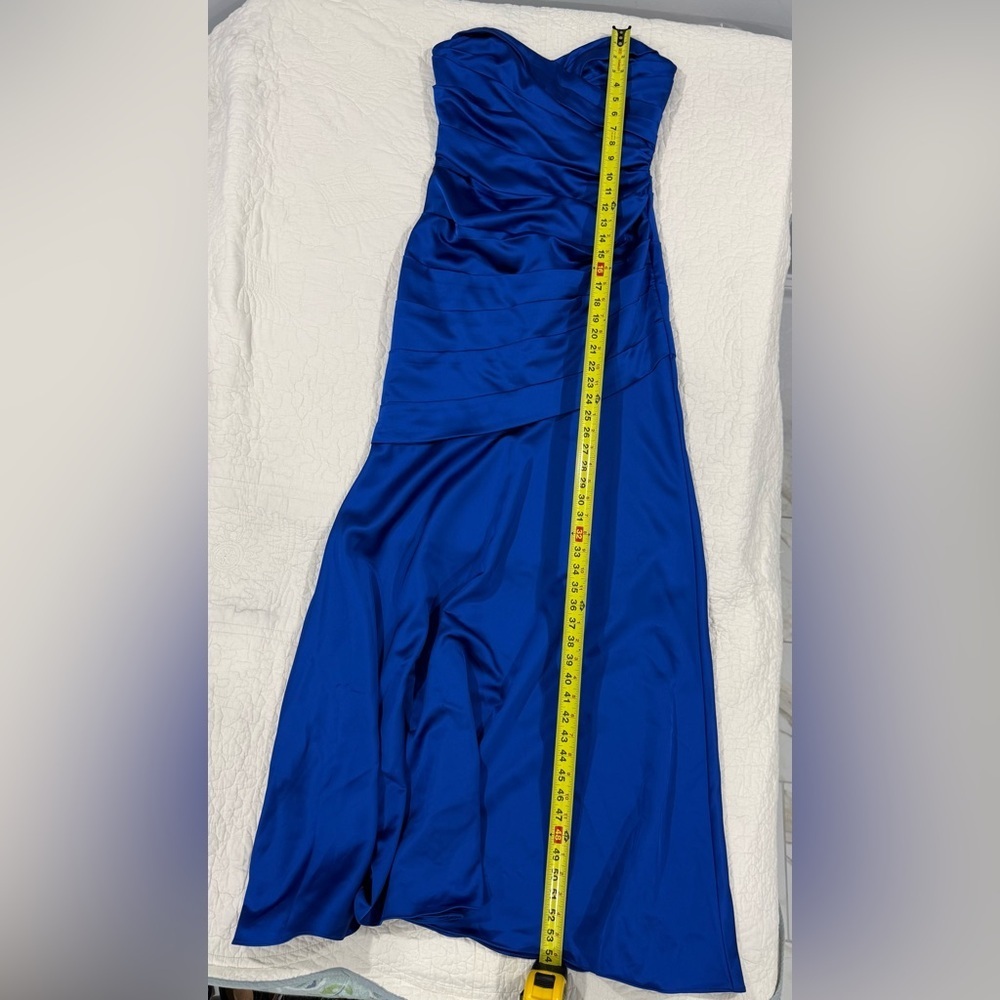 David's Bridal womens Royal Blue Strapless Maxi Dress Size 8 - Picture 4 of 14
